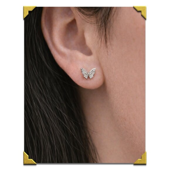 Stephen Webster Fly-By-Night Diamond Stud Earrings18K White Gold Pavé Butterf